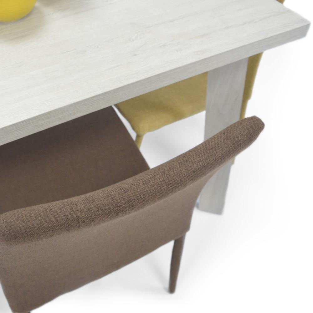 Comedor 4P Lugo Bali Sillas Tela Chocolate Mostaza img #3