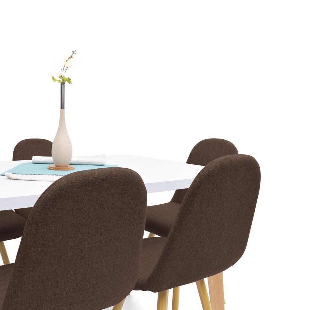 Comedor Lugo Matiz 6P Blanco + Sillas Tela Chocolate img #5