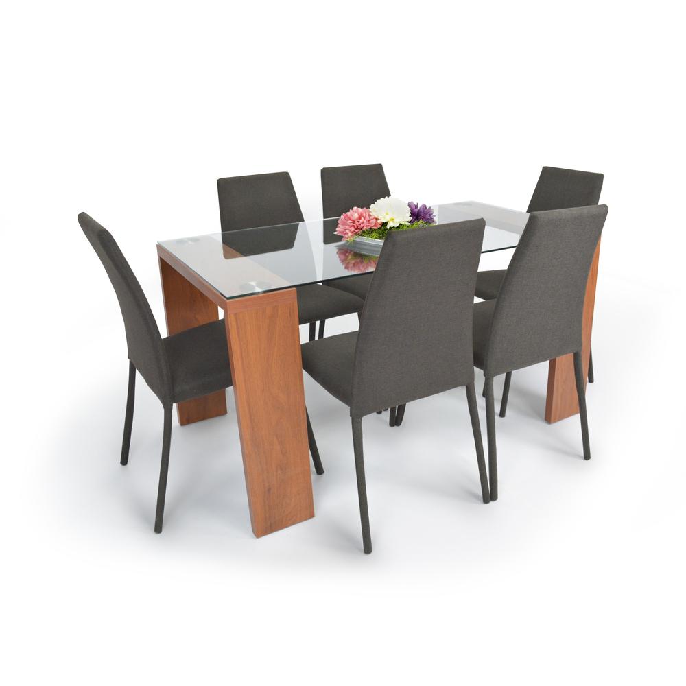Comedor 6P Milan Vidrio Cedro Sillas Wengue img #1