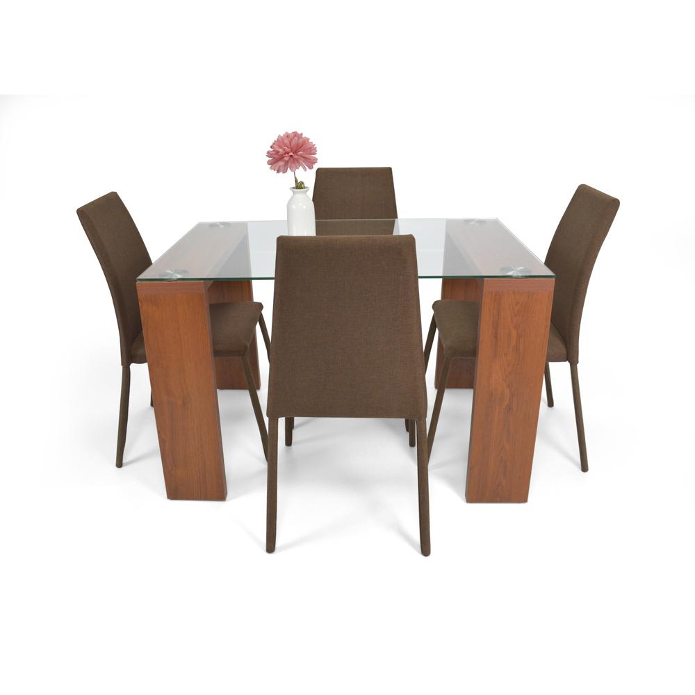 Comedor 4P Milan Vidrio Cedro Sillas Chocolate img #2
