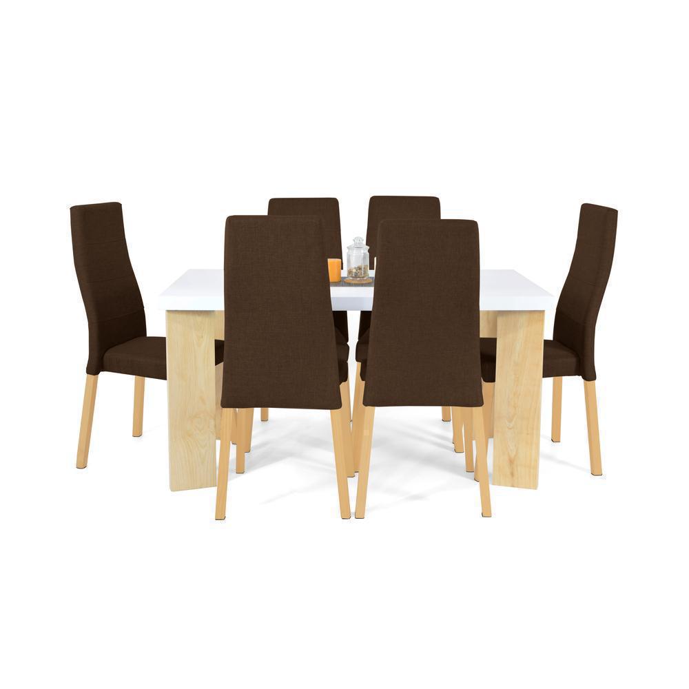 Comedor 6 Puestos Sevilla Con Sillas Cairo Chocolate En Tela img #2