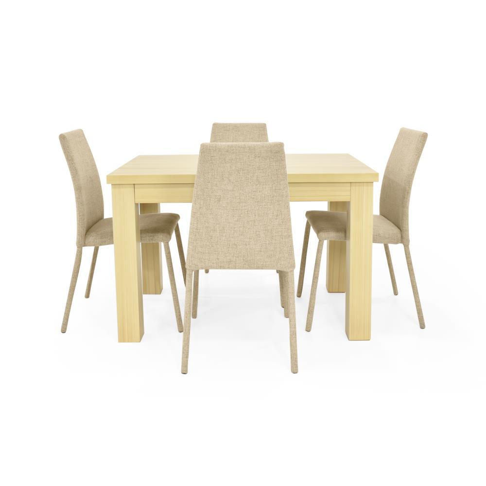 Comedor Toronto 4P Natural Sillas Venecia En Tela Beige img #1