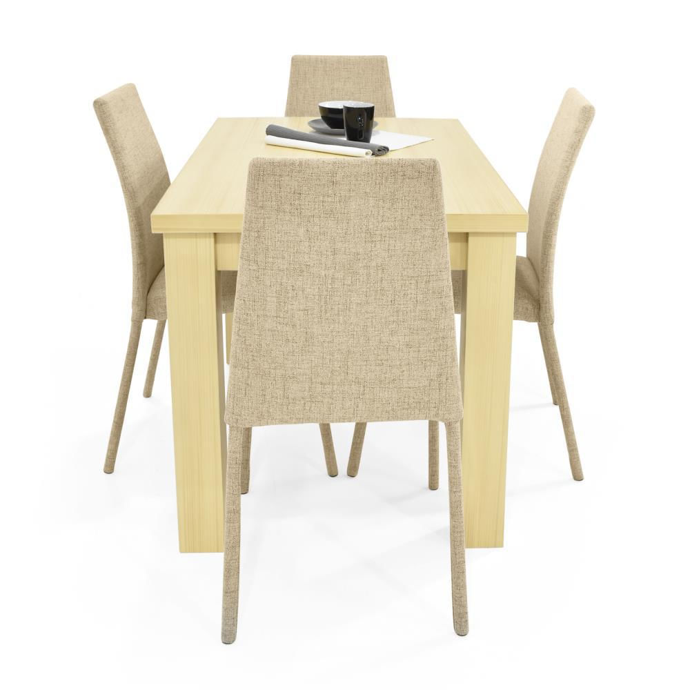 Comedor Toronto 4P Natural Sillas Venecia En Tela Beige img #3