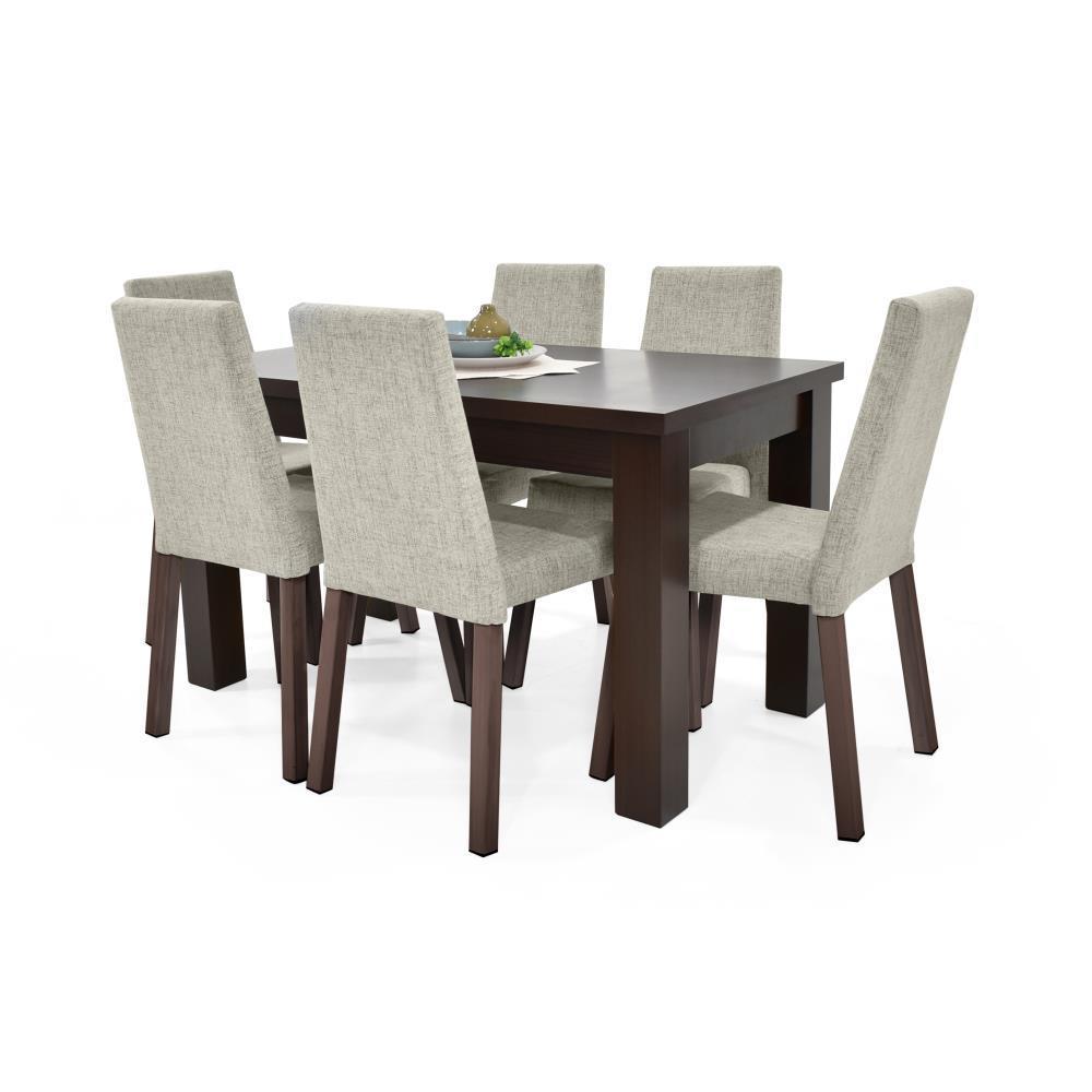 Comedor Toronto 6P Wengue Sillas Viena En Tela Taupe img #3