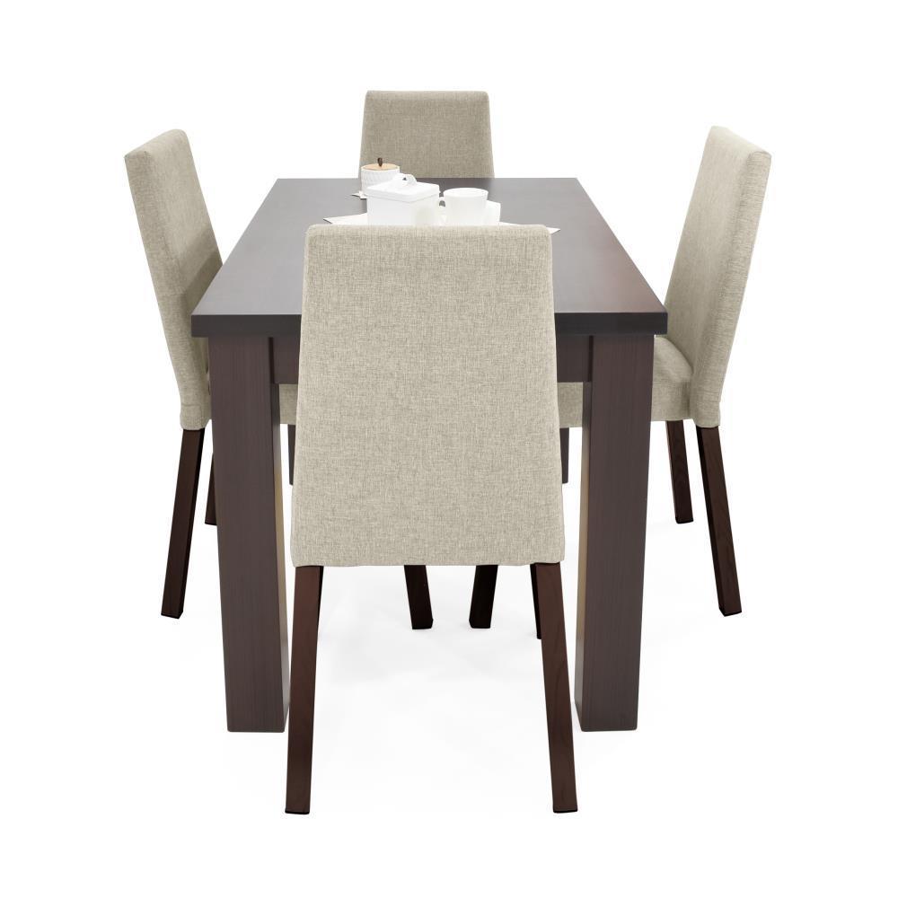 Comedor Toronto 4P Wengue Sillas Viena En Tela Beige img #3