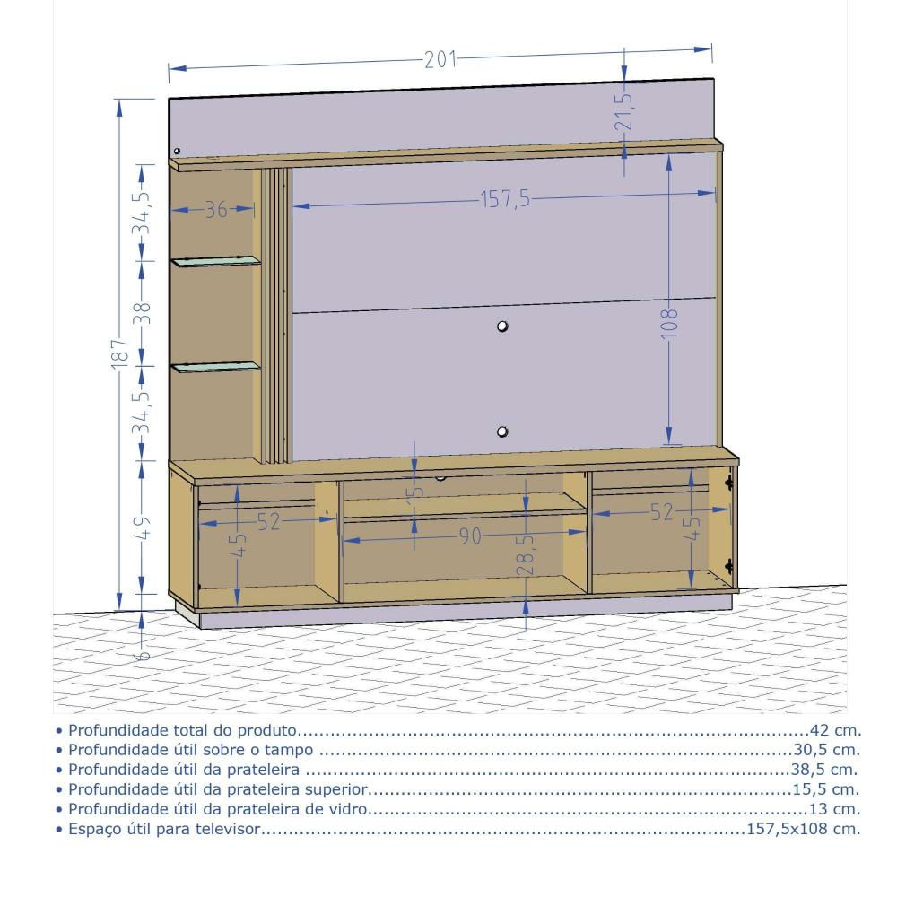Mueble Centro Entretenimiento Atlanta Tv Hasta 70 Pulgadas Pulgadas 188Cm * 200Cm Cap Hue img #5