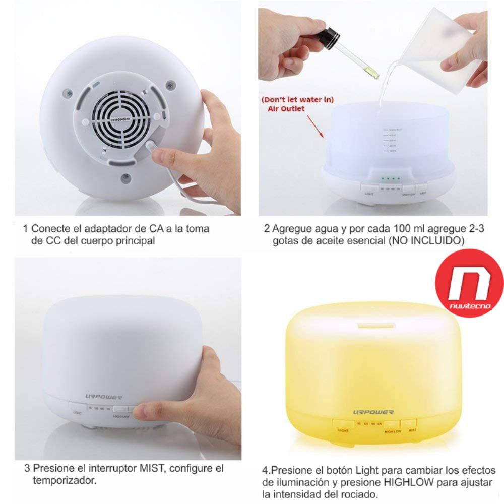 Difusor Humidificador Aromaterapia 500Ml Kp 500 + Esencia Hidrosoluble 10Ml img #5