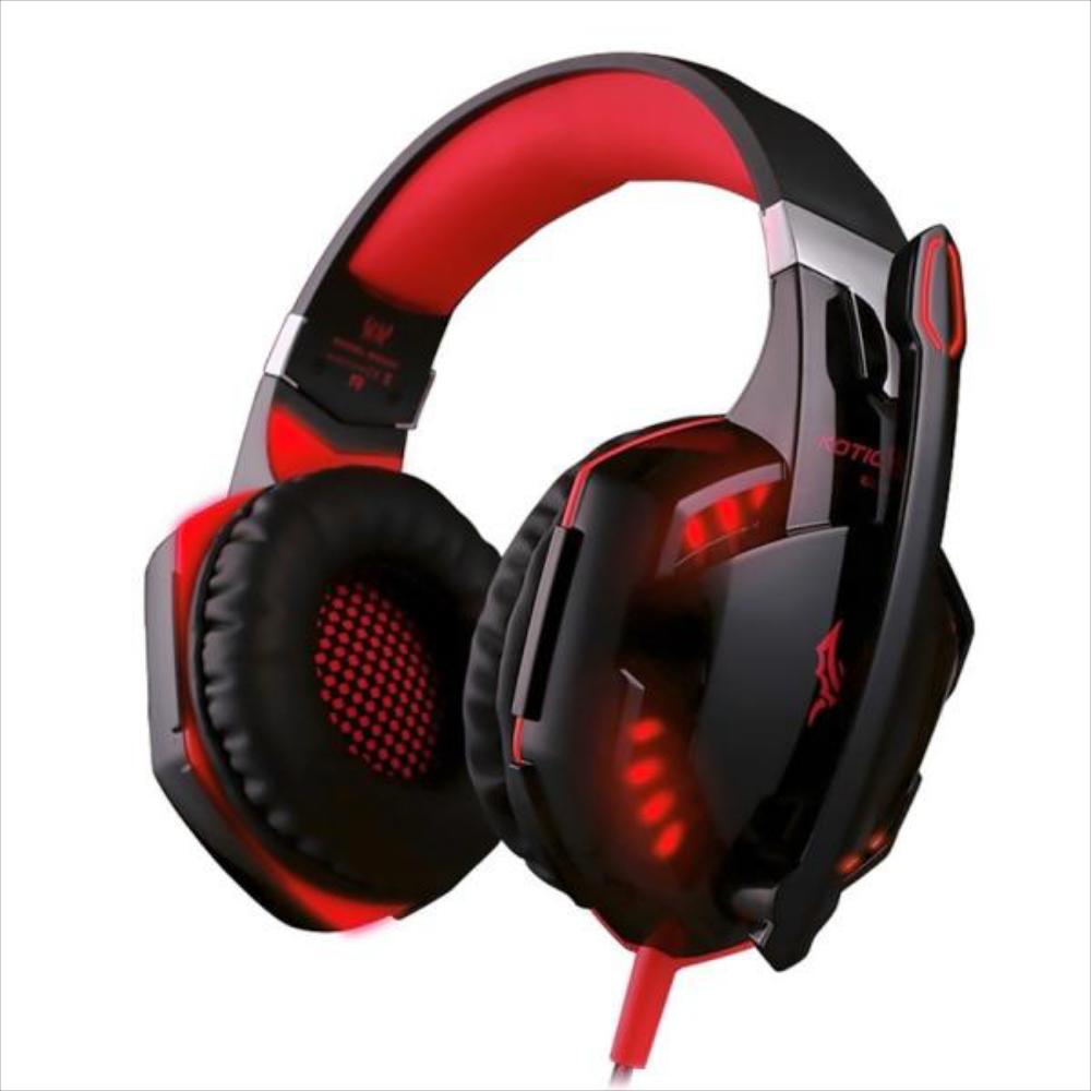 Audifono Gamer Usb Microfono Luz Led G2000 Roja img #1