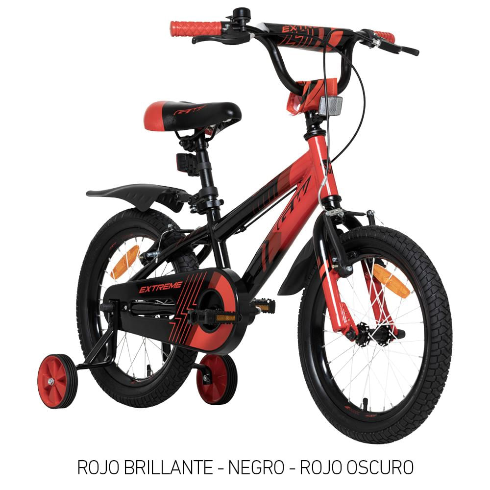 Bicicleta Para Niño Gw Extreme 4 A 8 Años Rin 16 Infantil Auxiliares Roja img #2