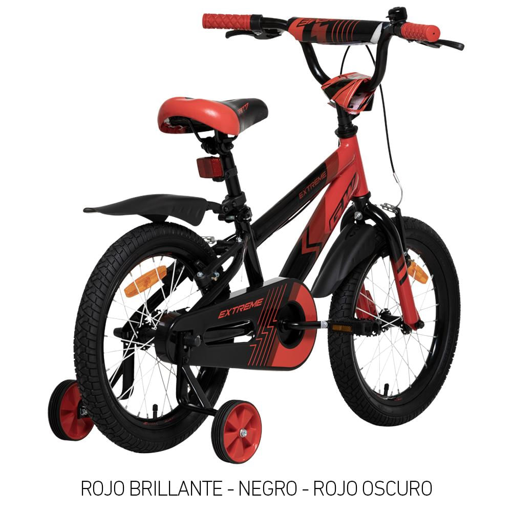 Bicicleta Para Niño Gw Extreme 4 A 8 Años Rin 16 Infantil Auxiliares Roja img #3