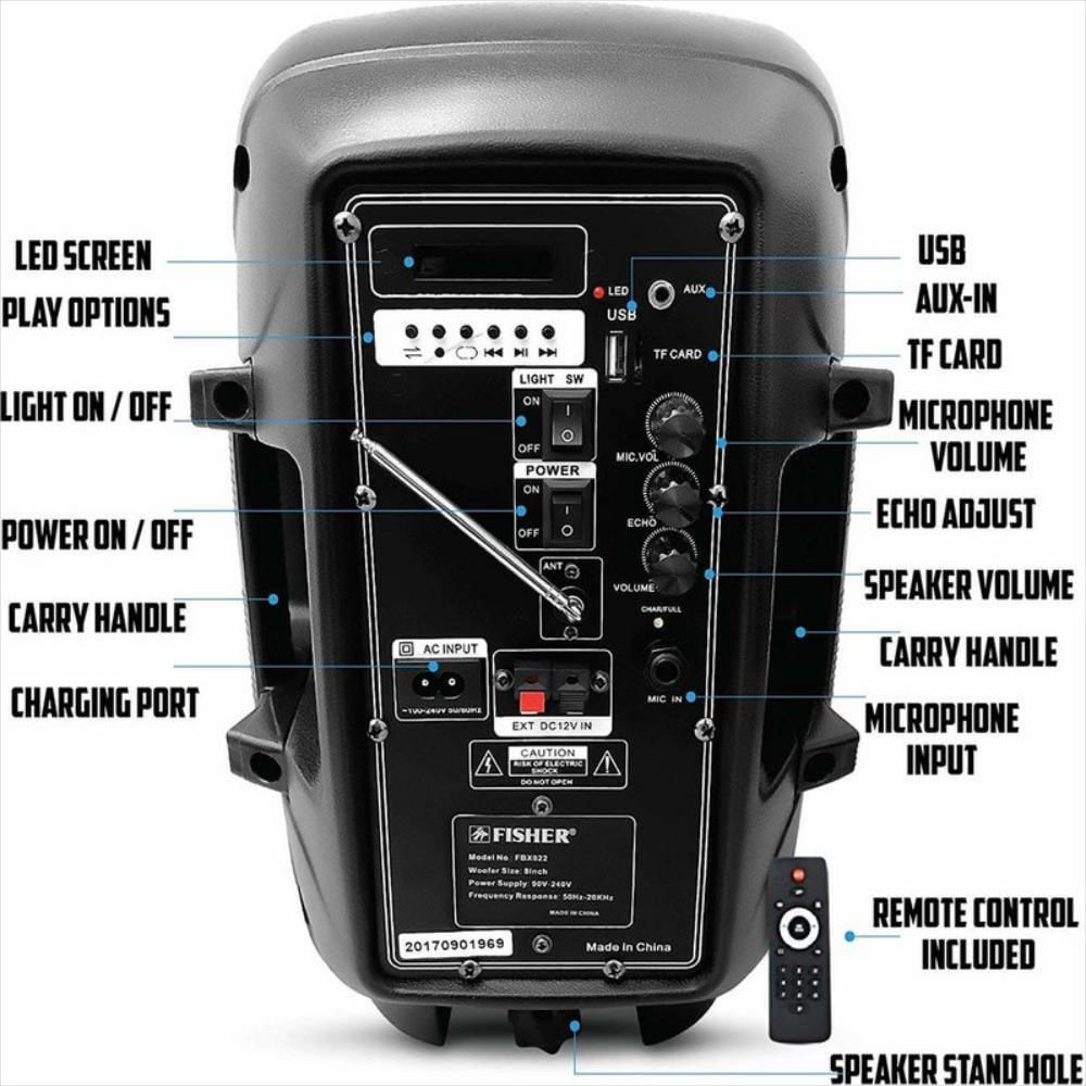 Parlante Bluetooth recargable con control remoto FBX822 img #2