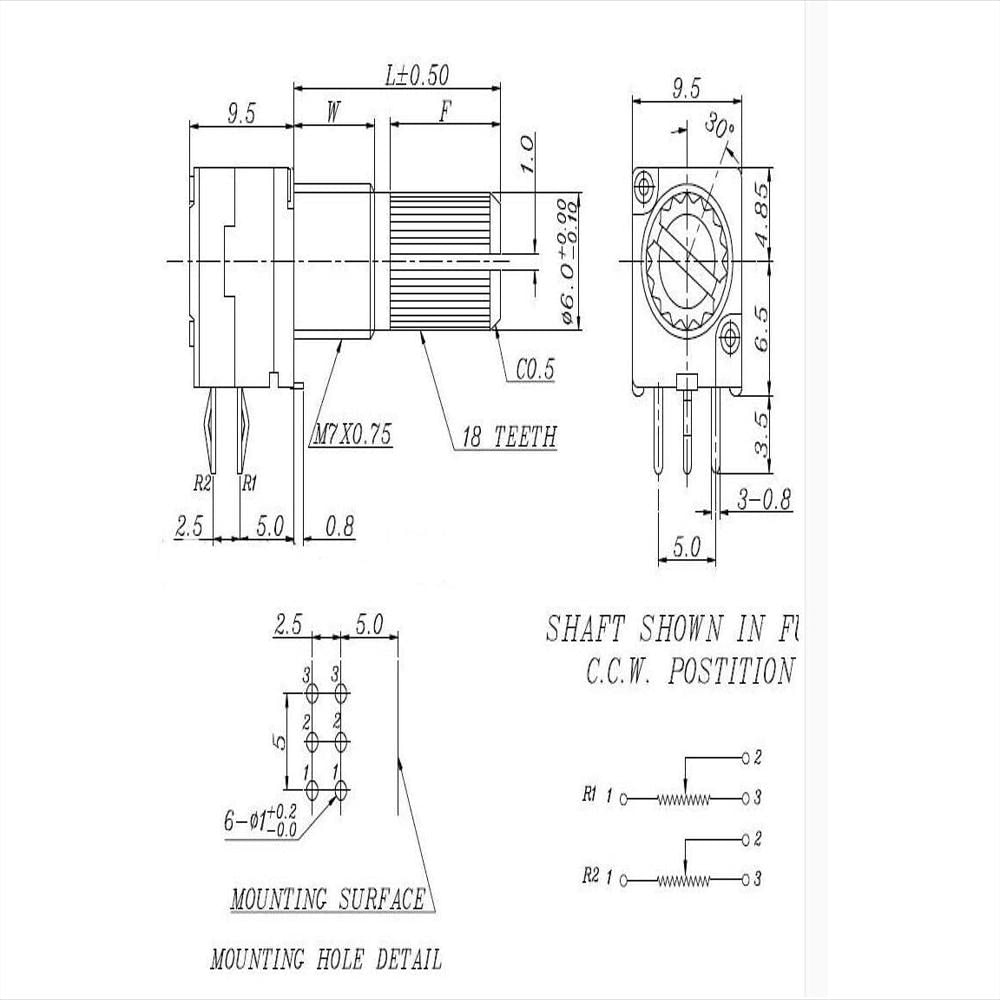 Potenciometro 6 Pines Rk097n 50K Ohm Control Volumen Audio img #2