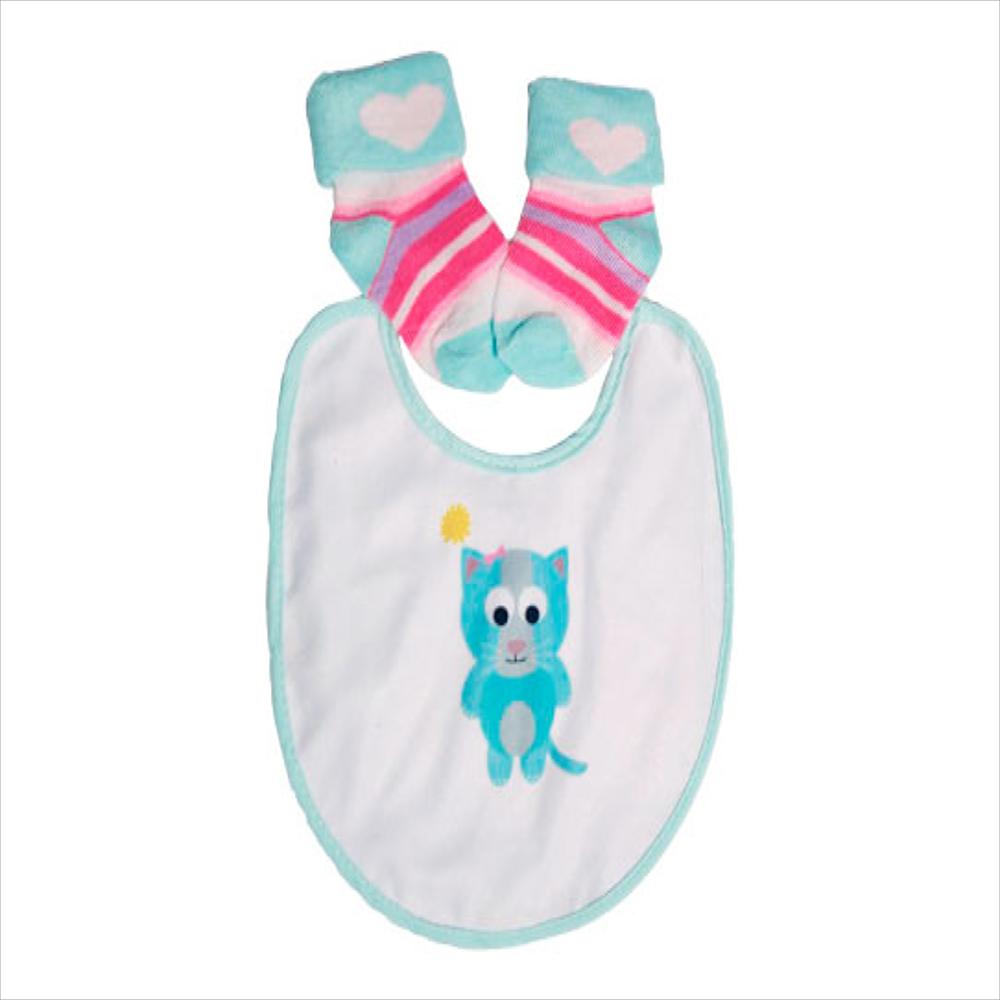 Babero Estampado + 1 Par Medias Para Niñas img #1