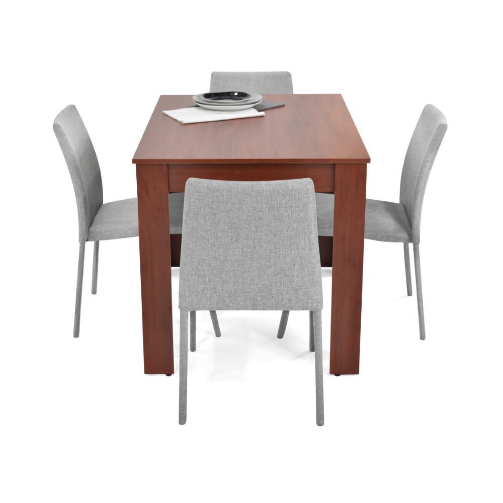 Comedor Vorú Cedro 4 Puestos Sillas Lugo Tela Plata img #3