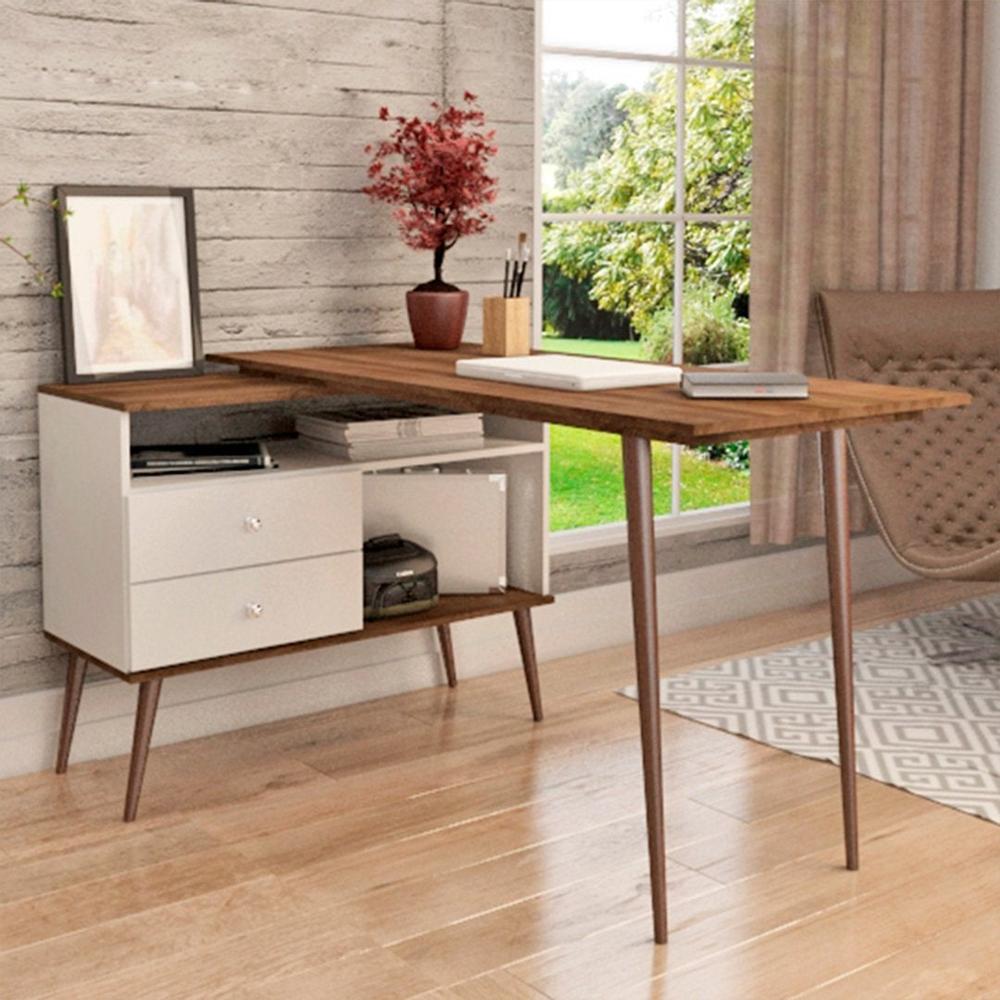 Escritorio Retro En L Mdf 2 Cajones img #2