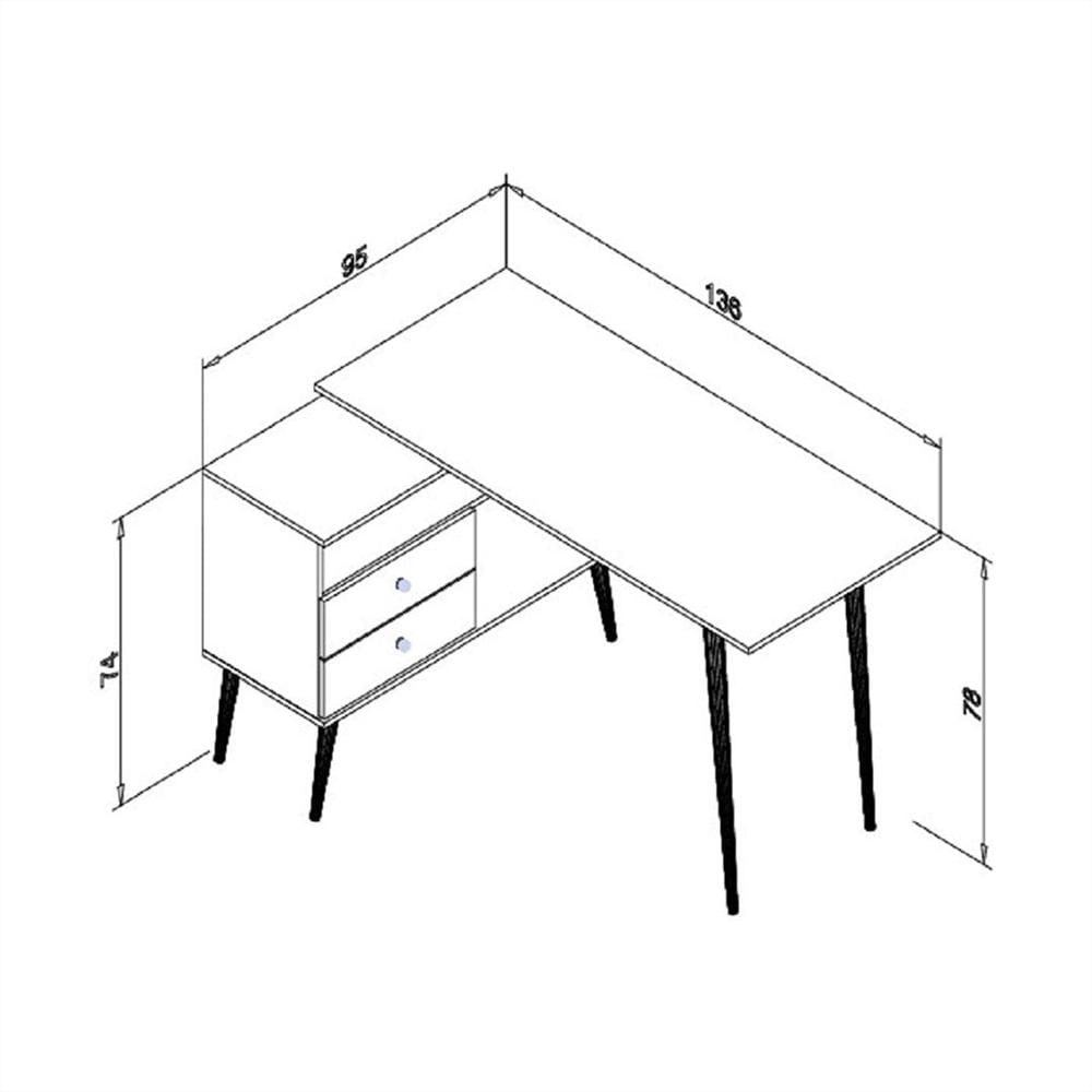 Escritorio Retro En L Mdf 2 Cajones img #3