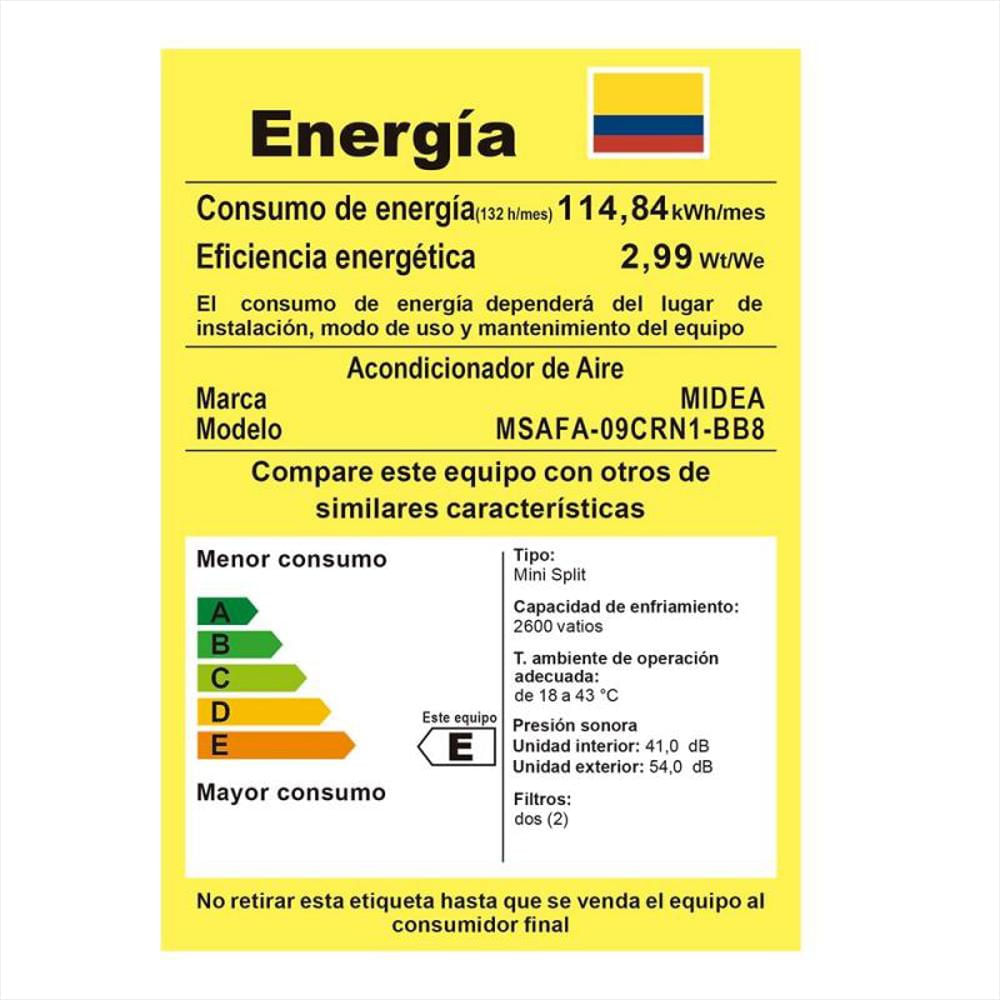 Aire Minisplit Midea 9000Btu 110V Convencional Msafa 09Crn1 Bb8 img #5