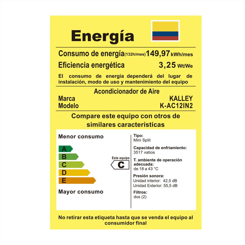 Aire Acondicionado Kalley 12.000 Btu Tipo Split Inverter K Ac12in2 220V Blanco img #5