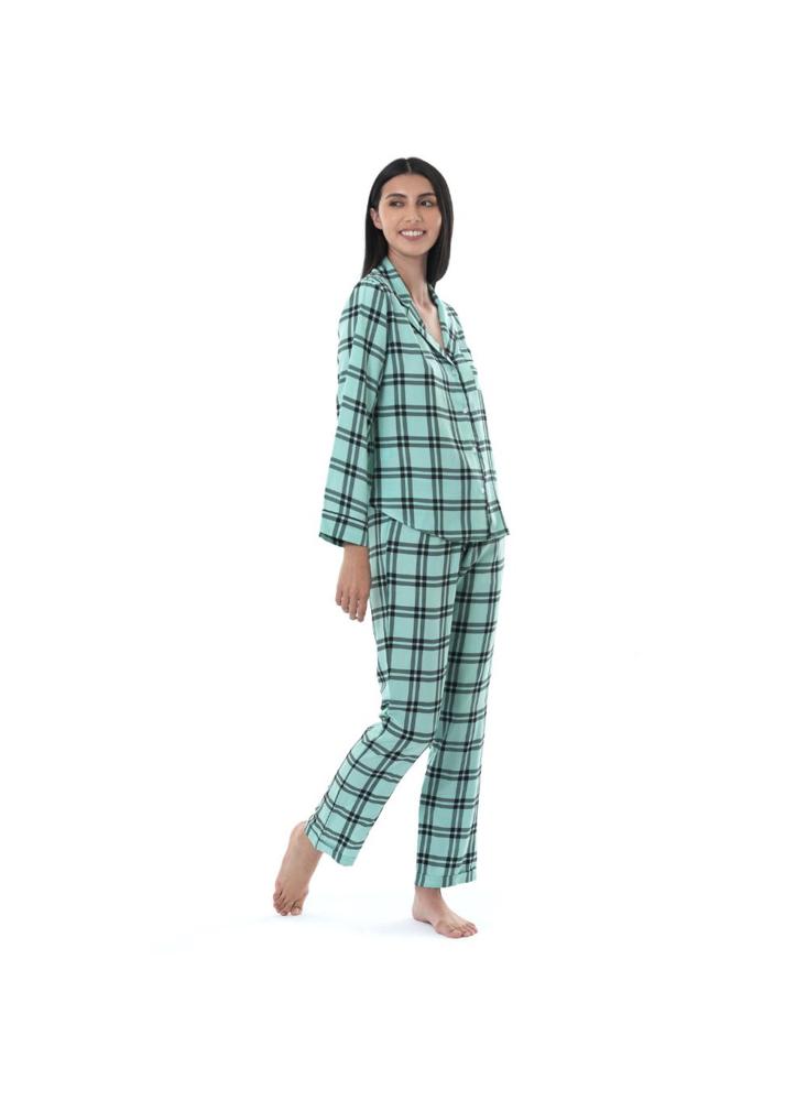 Pijama Mujer Cuadros Verde Menta img #2