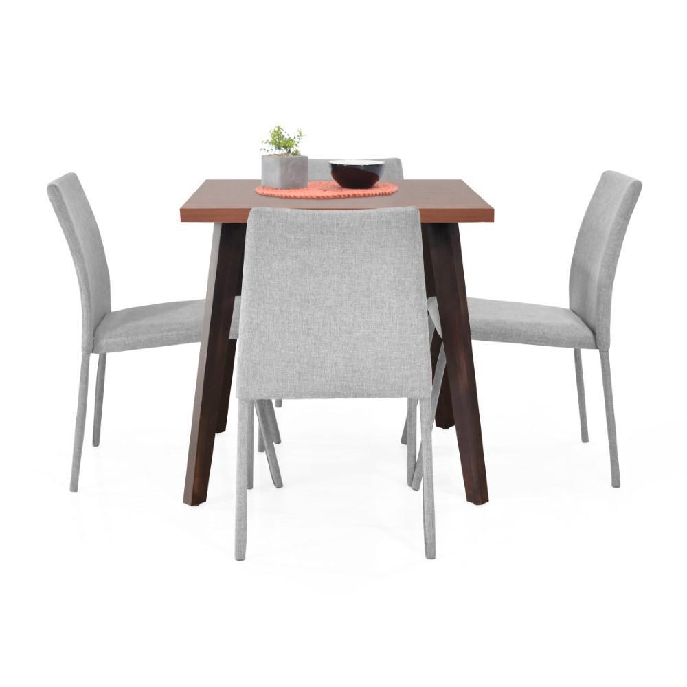 Comedor Lyon Cedro 4P Sillas Lugo Tela Plata img #2