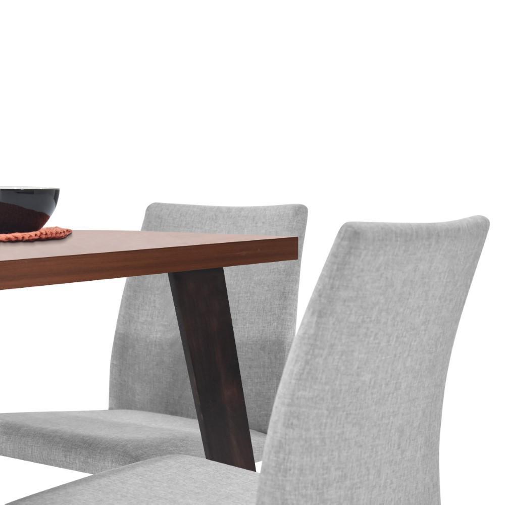 Comedor Lyon Cedro 4P Sillas Lugo Tela Plata img #3