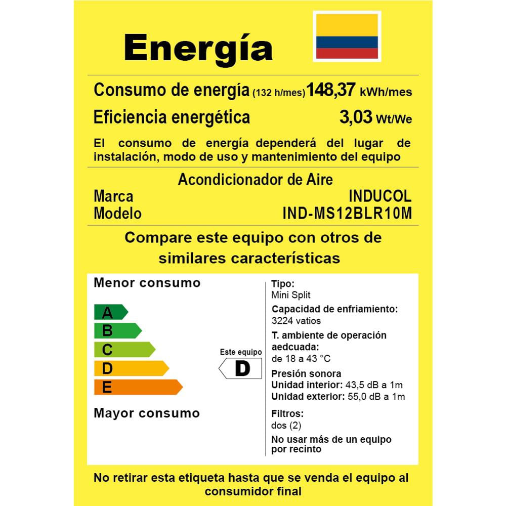 Aire Acondicionado Inducol Mini Split 12000 Btu 110V Convencional img #2