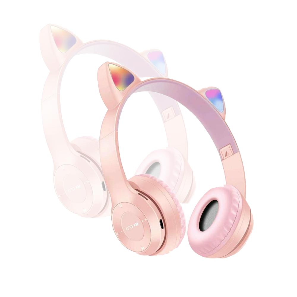 Audifonos Diadema Inalambricos Bluetooth 5.0 Orejasgato Ej P47m Rosado img #2