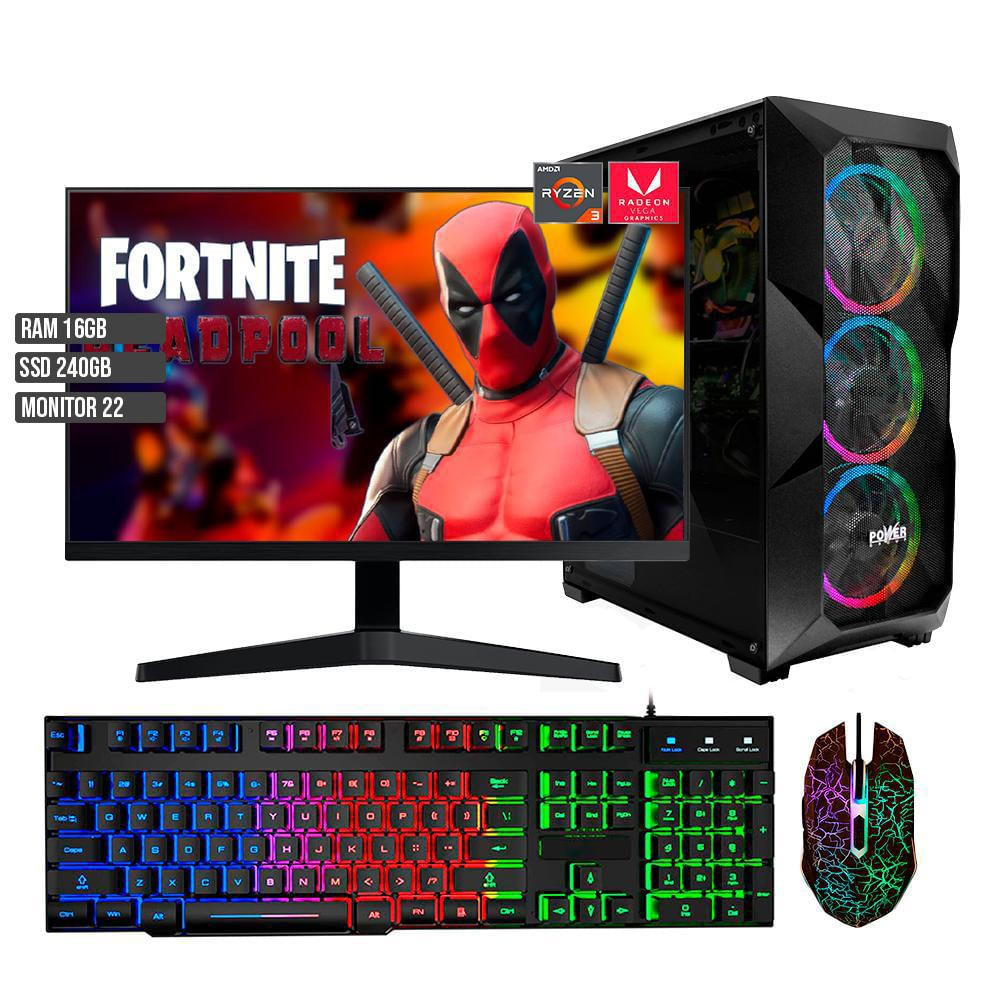 Computador Pc Torre Gamer Power L38 Amd Ryzen 3 4350G Ssd 240Gb Ram 16Gb Led 22 Pulgadas Full Hd img #1