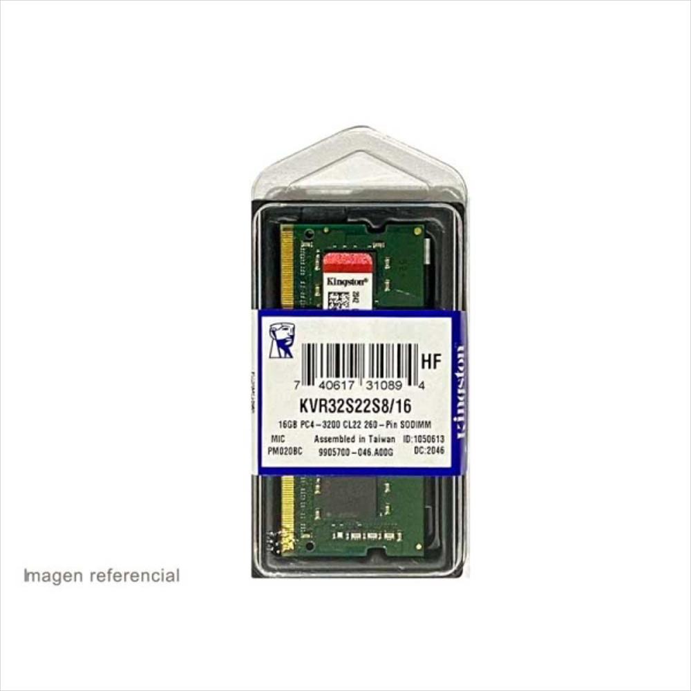 Memoria Ram Portátil 16Gb Ddr4 3200Mh Kingston Kvr32s22s8/16 img #1