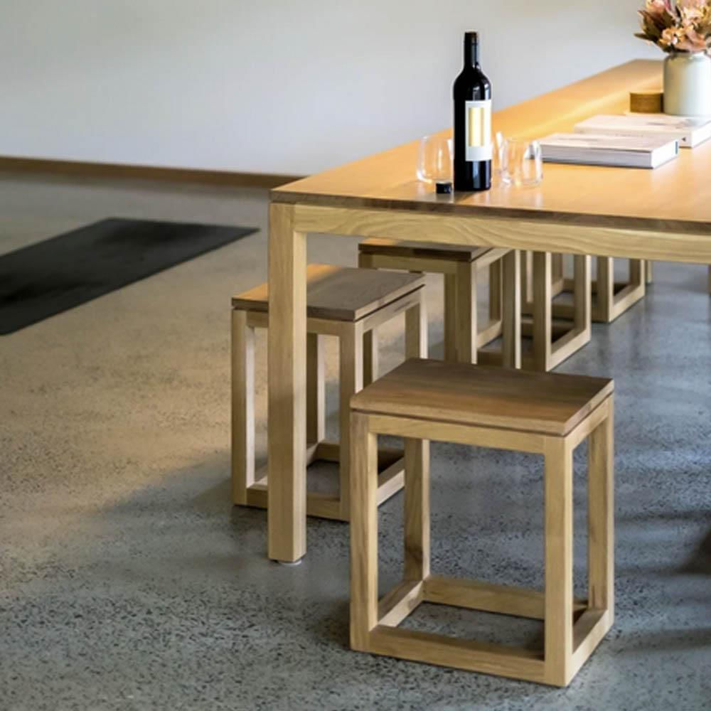 Juego De Comedor Azul Fabricado En Roble Natural 6Puestos 200X100 img #2