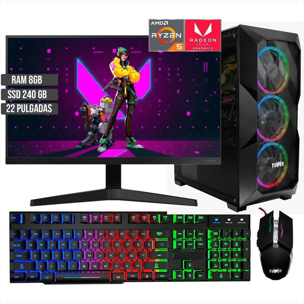 Computador Pc Torre Gamer Power L38 Amd Ryzen 5 3400G Ssd 240Gb Ram 8Gb Led 22 Full Hd img #1