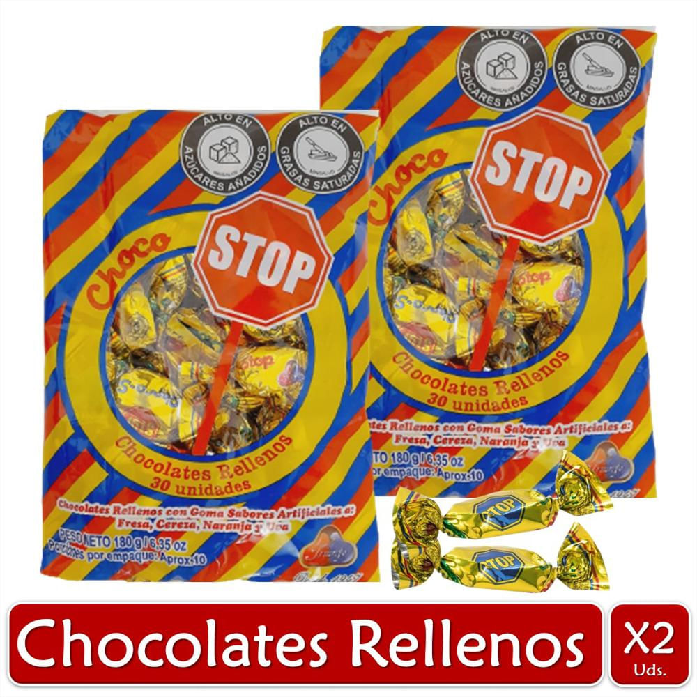Chocolates Rellenos Con Goma Choco Stop X2 Bolsas 30 Uds img #1