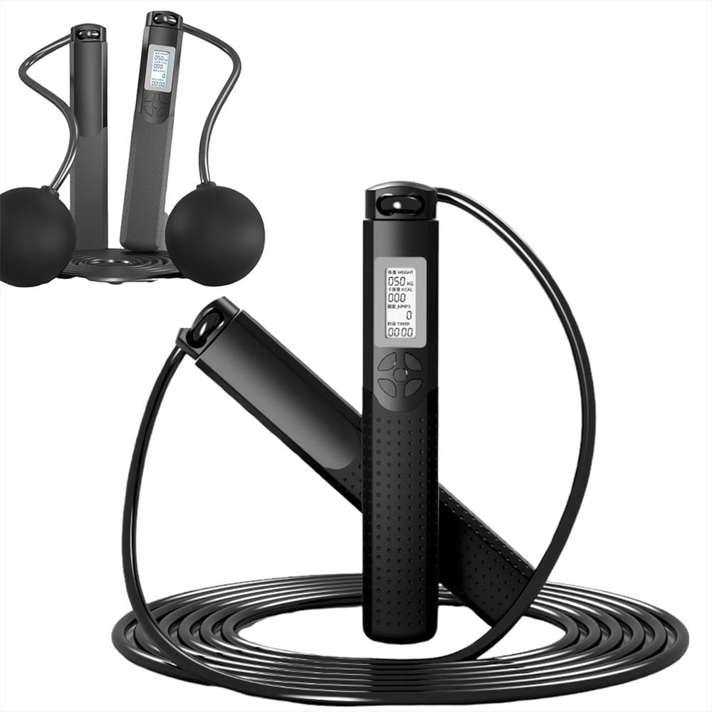 Lazo Inteligente Para Saltar Con Conteo Digital Con Bolas De Peso Negro img #1