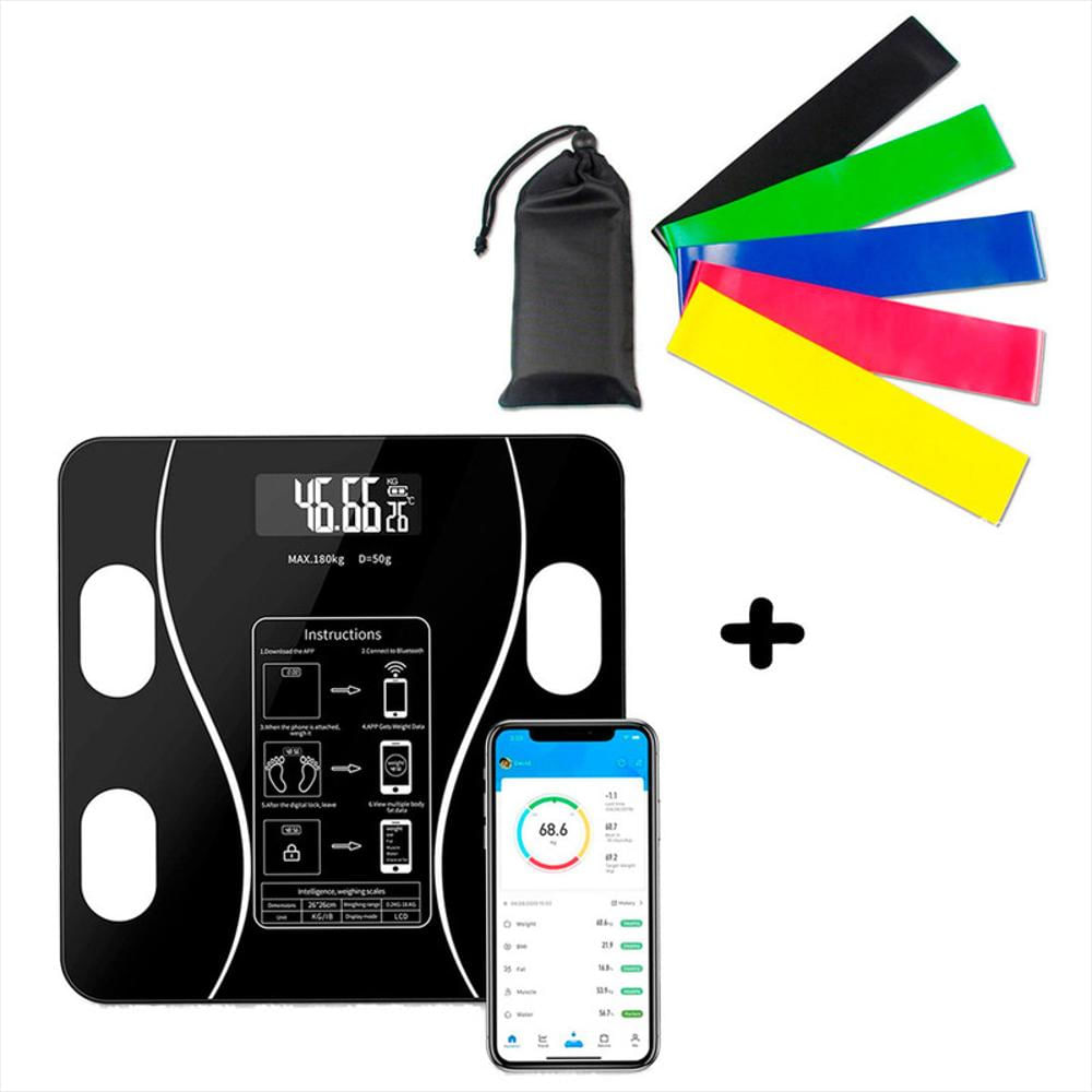 Bascula Inteligente Pesa Bluetooth Vidrio Templa Digital App Y Bandas De Resistencia Para Hacer Ejercicios X 5 img #1