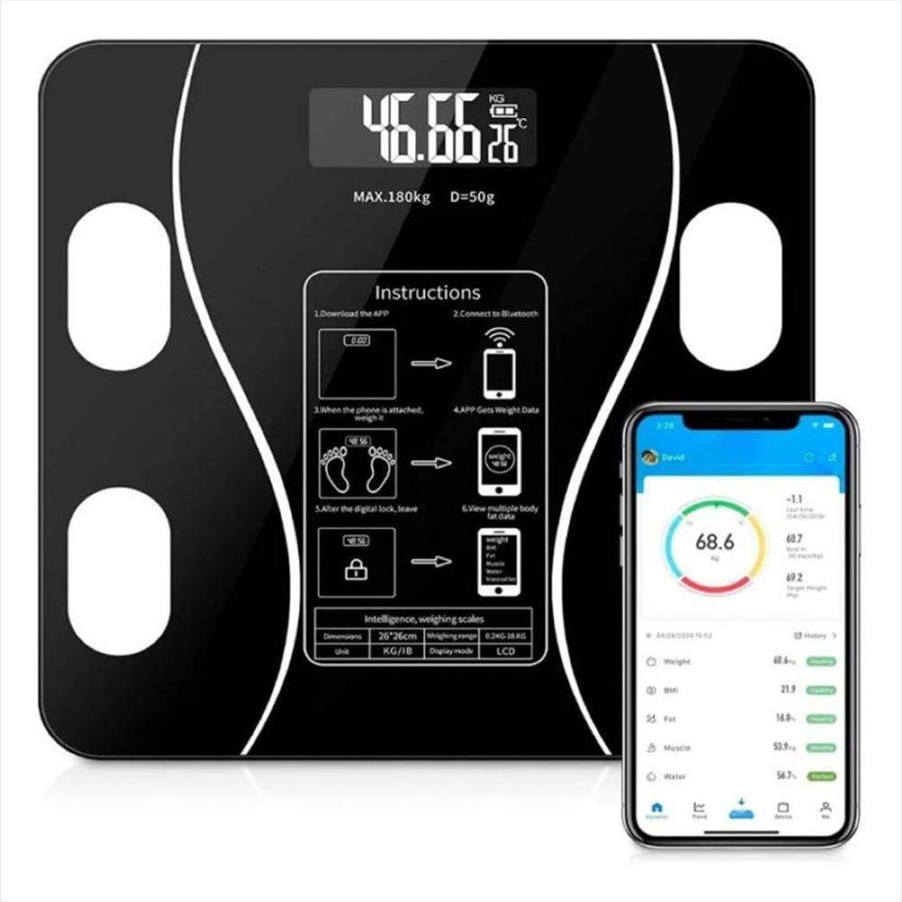 Bascula Inteligente Pesa Bluetooth Vidrio Templa Digital App Y Bandas De Resistencia Para Hacer Ejercicios X 5 img #2