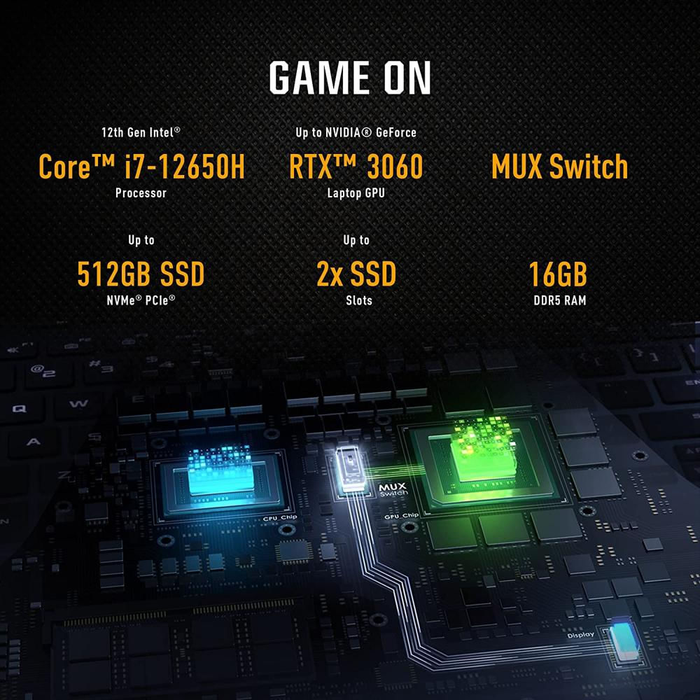 Portatil Gamer Asus Dash Core I7 12650H 144 Hz Rtx 3060 16 Gb Ram 512 Ssd img #4