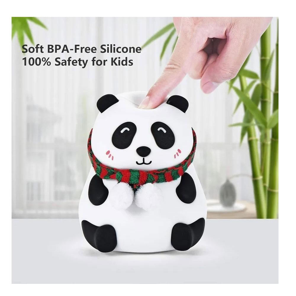 Lampara Oso Panda Silicona 7419 Ojos Cerrados Luces Led Touch Niños img #1