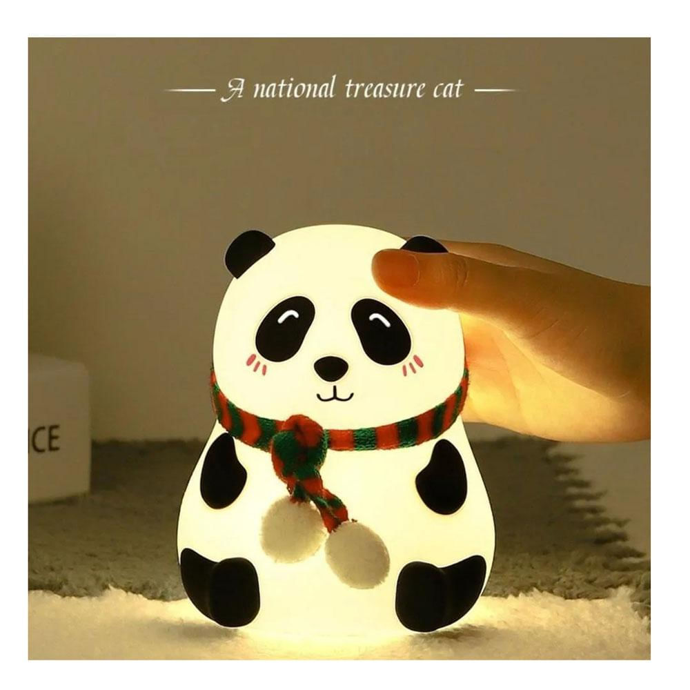 Lampara Oso Panda Silicona 7419 Ojos Cerrados Luces Led Touch Niños img #2