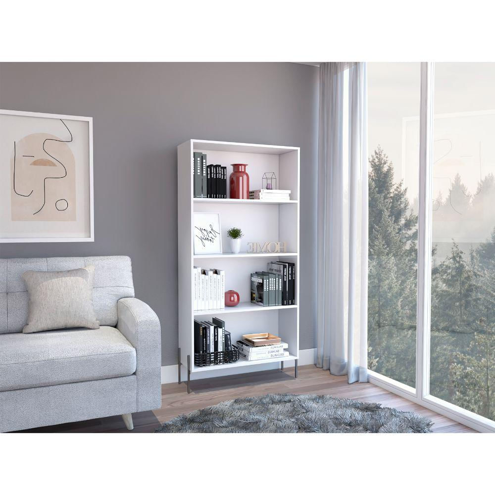 Biblioteca Midas, Blanco Nevado, Con Tres Entrepaños Y Amplio Espacio De Almacenamiento img #2