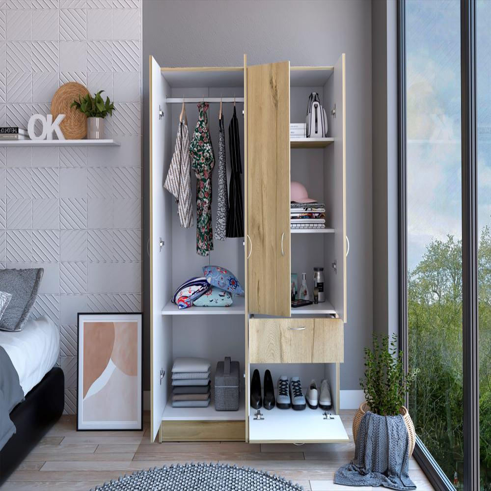 Closet Mitú, Café Claro Y Blanco, Con Cinco Puertas Success img #2