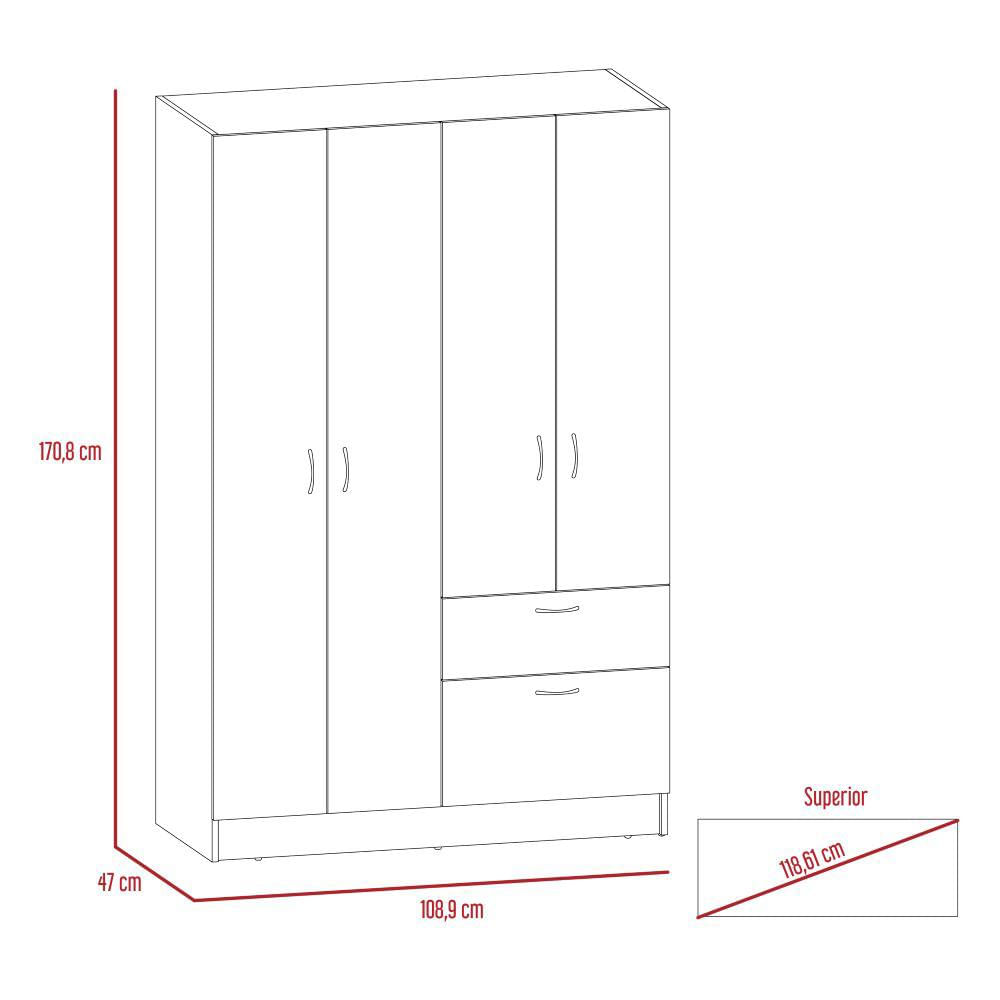 Closet Mitú, Café Claro Y Blanco, Con Cinco Puertas Success img #5