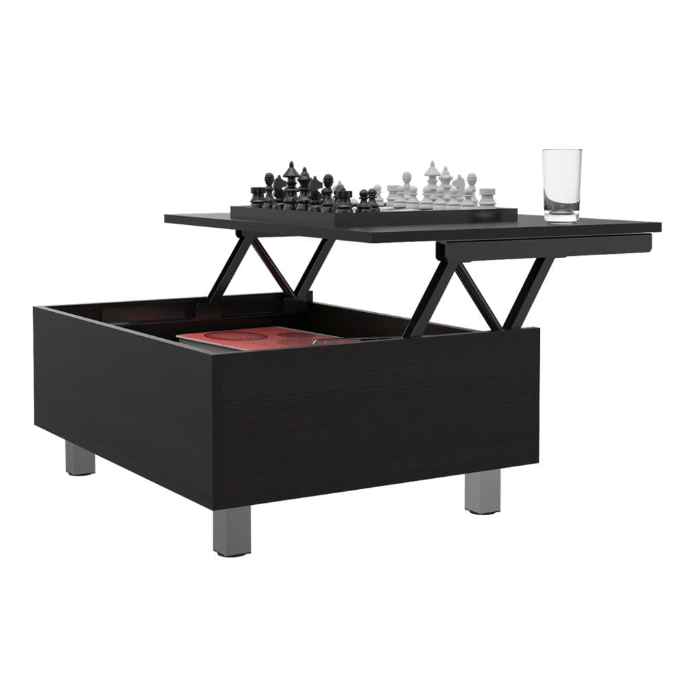 Mesa De Centro Albar, Wengue, Con Cajón Interno Y Patas Metálicas Exp img #3