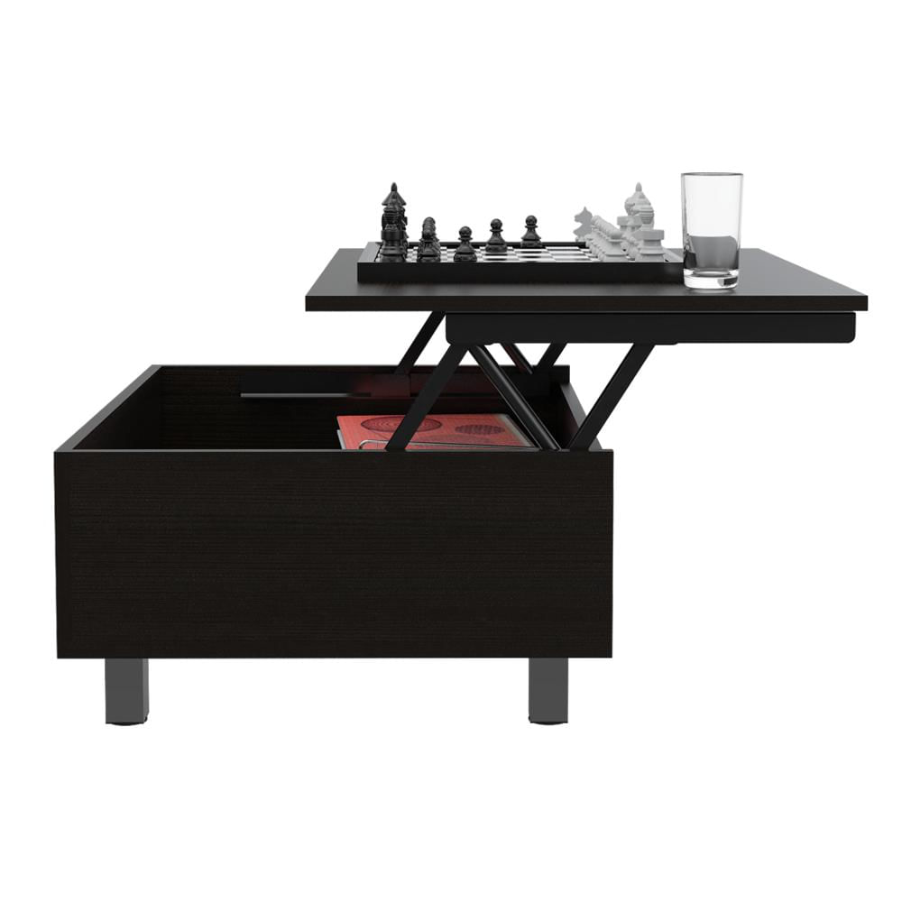 Mesa De Centro Albar, Wengue, Con Cajón Interno Y Patas Metálicas Exp img #4