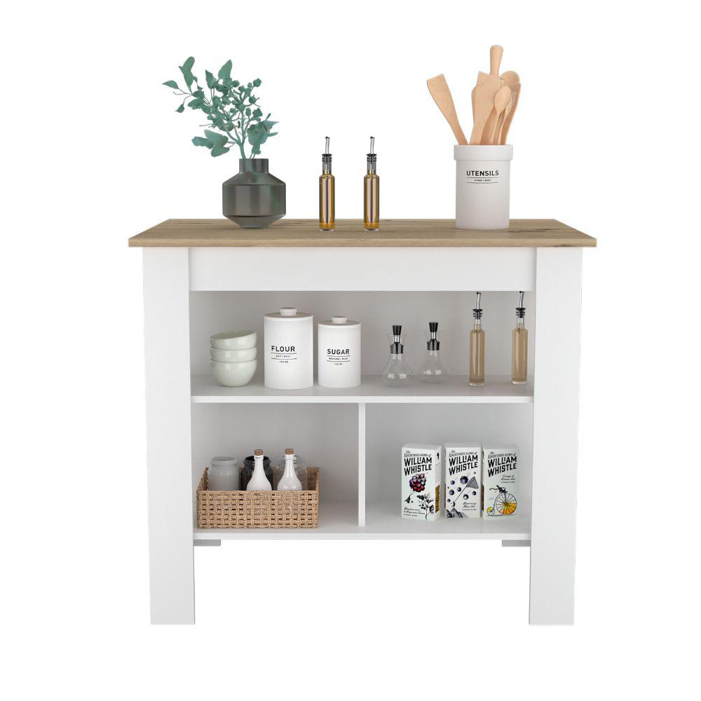 Mesa Auxiliar Cala, Blanco Marqueza Y Café Claro, Con Amplia Superficie En La Mesa img #3