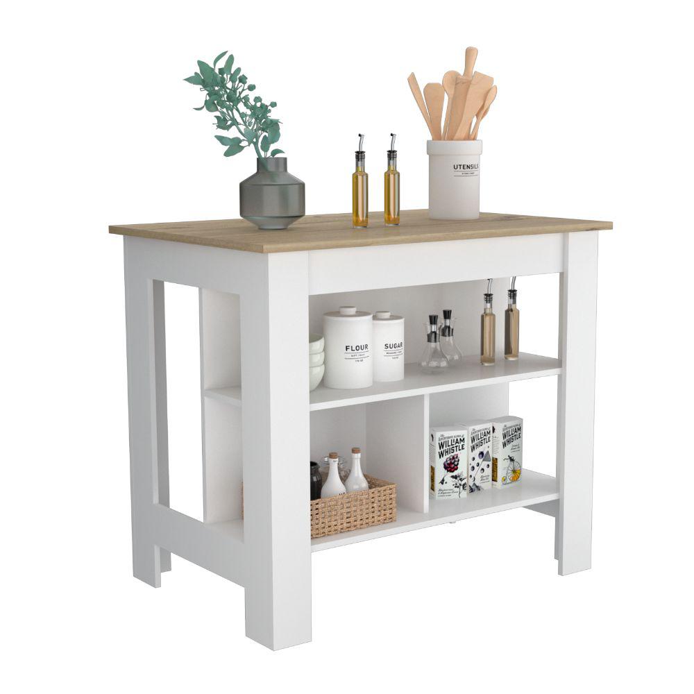 Mesa Auxiliar Cala, Blanco Marqueza Y Café Claro, Con Amplia Superficie En La Mesa img #4