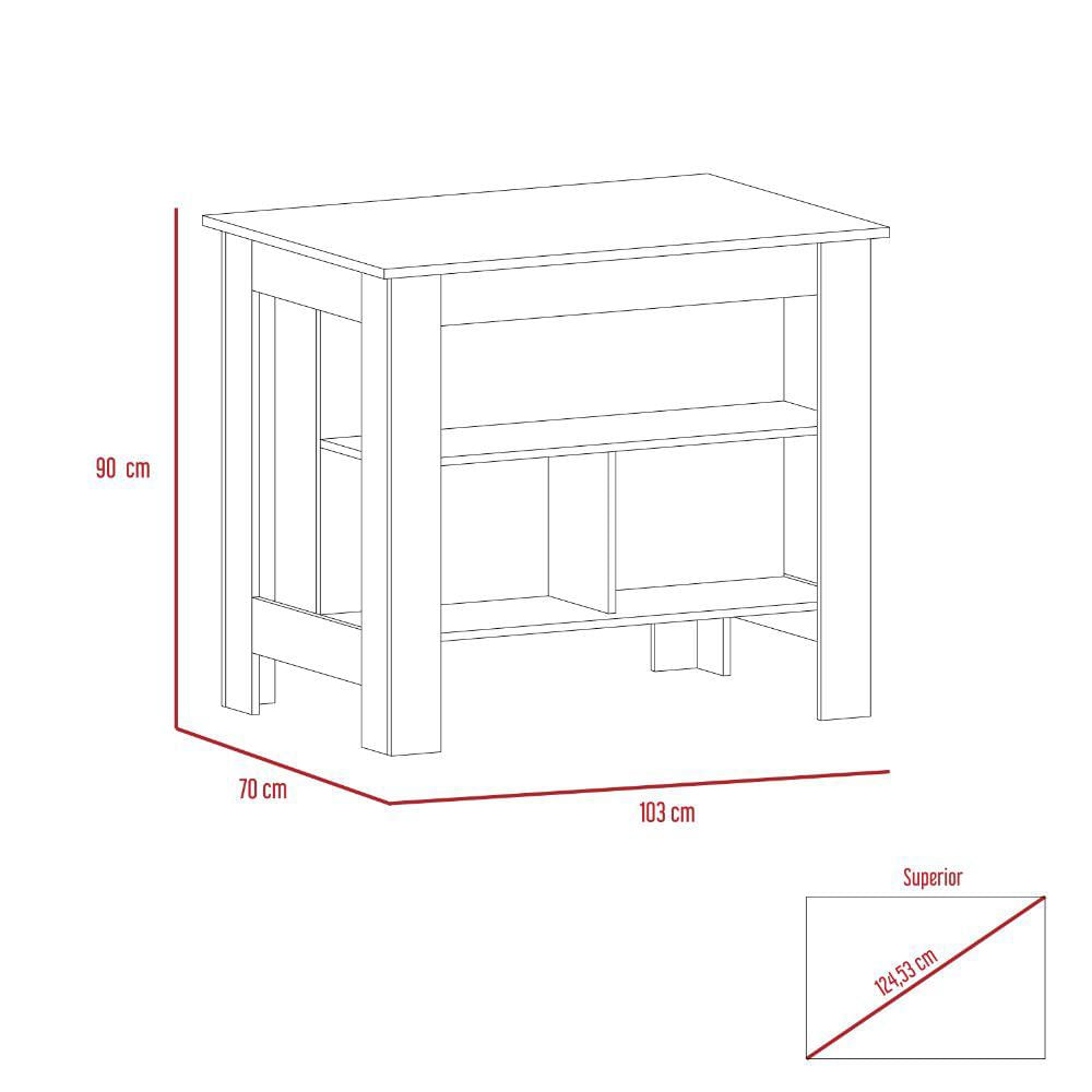 Mesa Auxiliar Cala, Blanco Marqueza Y Café Claro, Con Amplia Superficie En La Mesa img #5
