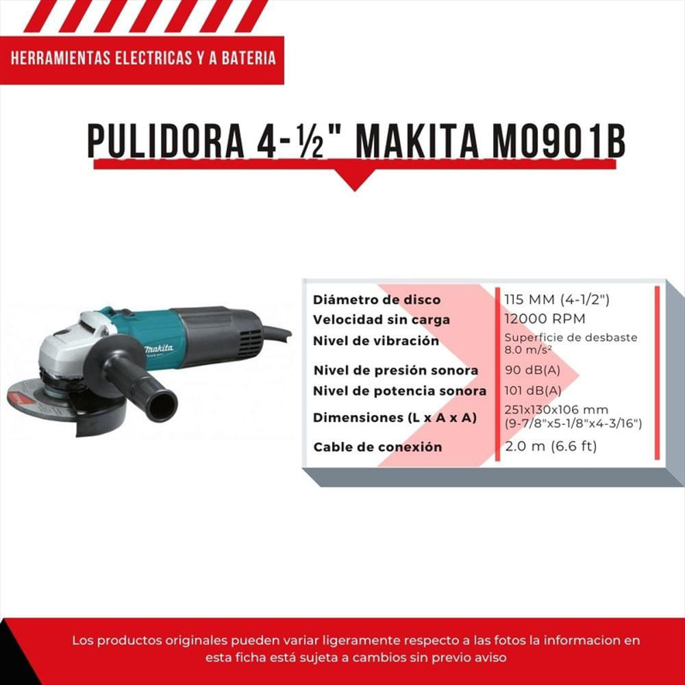 Pulidora Angular 4 1/2 Pulgadas 540W Makita Mt Verde M0901b img #6