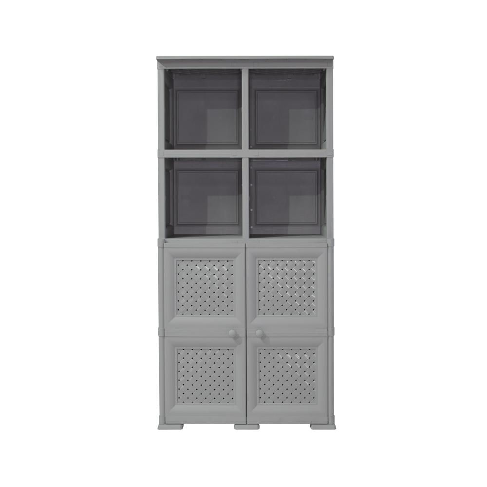Mueble Organizador Elegance Rattan Monet, Gris, Con Dos Puertas Batientes img #3