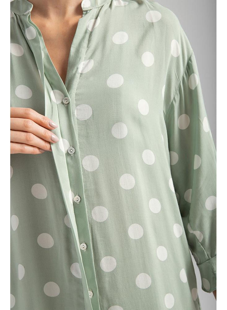 Pijama Camison Dama Options Intimate1502022camisón Con Botones Manga ¾ Con Bolero Verde Con Lunares100%Viscosa img #3