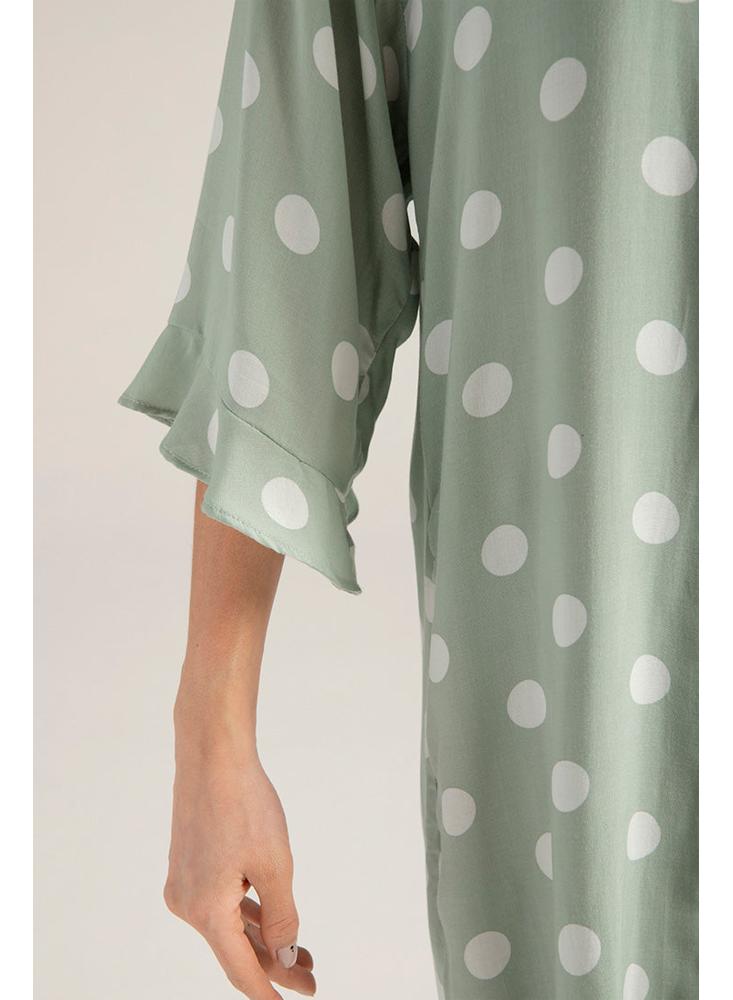 Pijama Camison Dama Options Intimate1502022camisón Con Botones Manga ¾ Con Bolero Verde Con Lunares100%Viscosa img #4